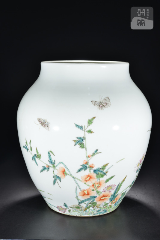 清光绪 粉彩花鸟纹罐 - 图4